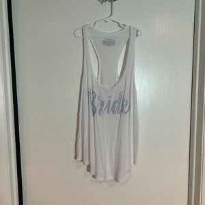 Victorias Secret Bride Tank Top White Blue Rhinestone Racerback Modal M